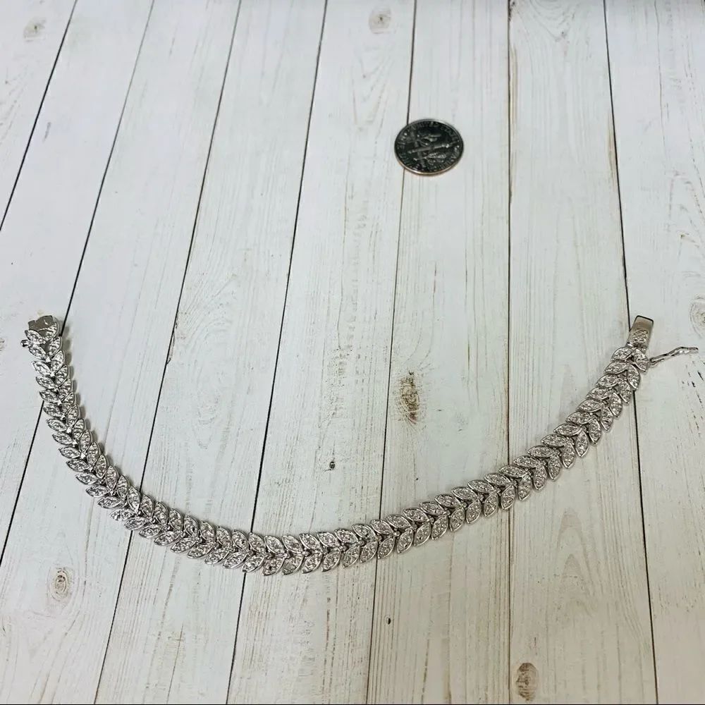 Silver Leaf Beaded Metal Work Bracelet